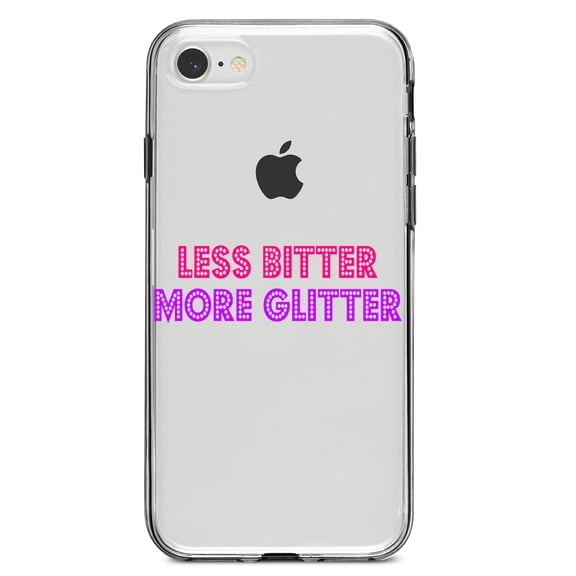 DistinctInk Clear Shockproof Hybrid Case for iPhone 7 8 SE (2020 Model) 4.7" Screen TPU Bumper Acrylic Back Tempered Glass Screen Protector - Less Bitter More Glitter