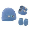 thumbnail image 2 of Gpaecead 0-6M Baby Comfort Hat Gloves Baby Shoes Baby Casual Hat And Gloves Three Piece Set Blue, 2 of 4