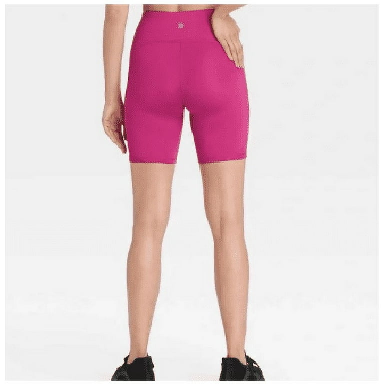 All in Motion Women's Sculpted Pull-On High Waisted Bike Shorts Stretch  Pink S 