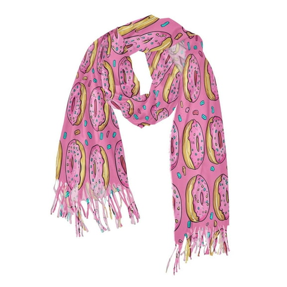 FORMRS Womens Scarf Winter Soft Long Big Warm Shawls Wrap Tassel Scarves, Pink Doughnuts