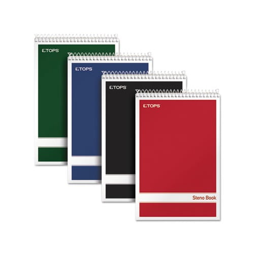 Steno Book Gregg Rule, Assorted Covers, 6 x 9, 80 White Sheets, 4/Pack