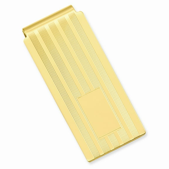 Gold-plated Kelly Waters Lined Engraveable Hinged Money Clip; for Adults and Teens; for Women and Men