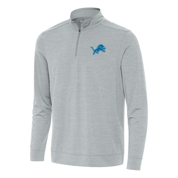 Men's Antigua Heather Gray Detroit Lions Bright Quarter-Zip Top