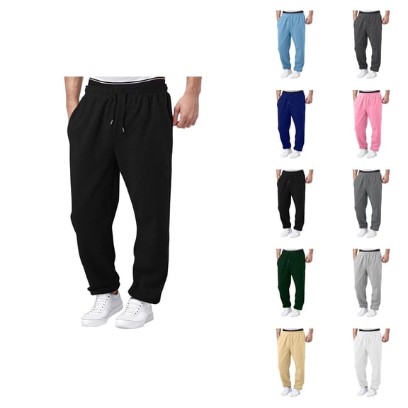 Mens Sweatpants 2026 Trendy Elastic Waist Drawstring Wide Leg Relaxed Fit Casual Pants with Pockets Trousers