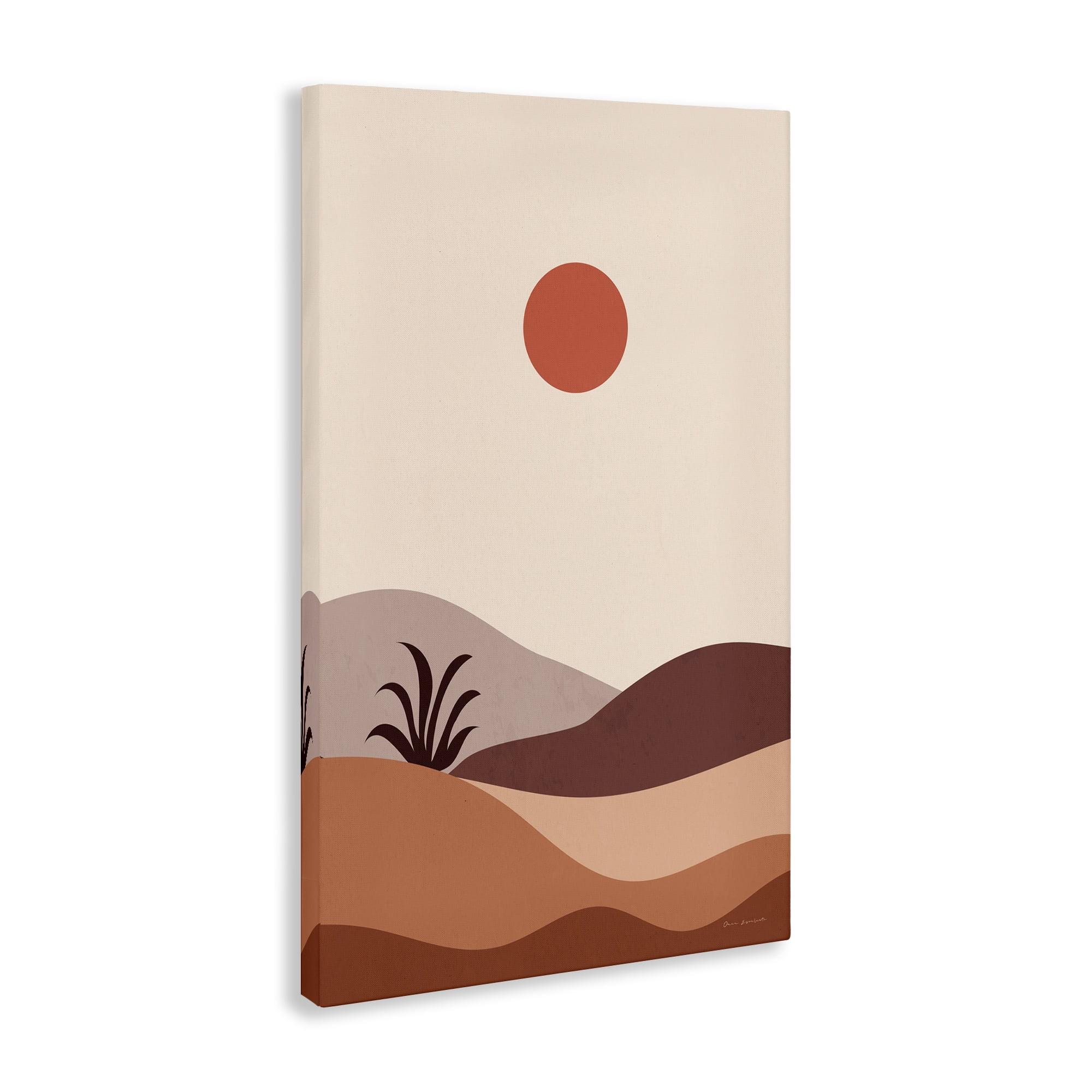 Stupell Industries Boho Desert with Plant Landscape & Nature Painting Wrapped Canvas Art Print Wall Art, 30 x 45