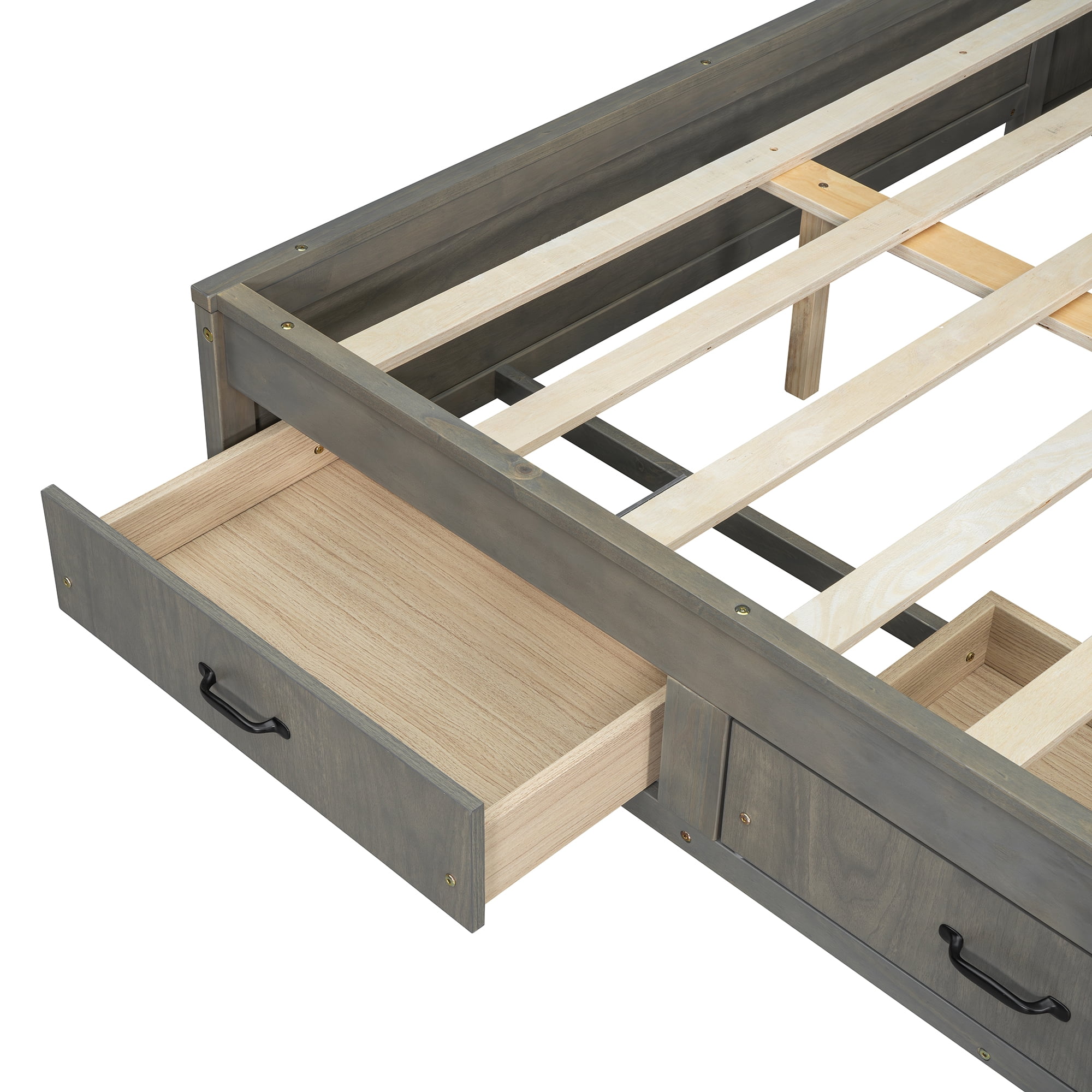 Sailvan Full Size Wooden Daybed with 3 Storage Drawers, Upper Soft Board, Shelf, Set of Sockets