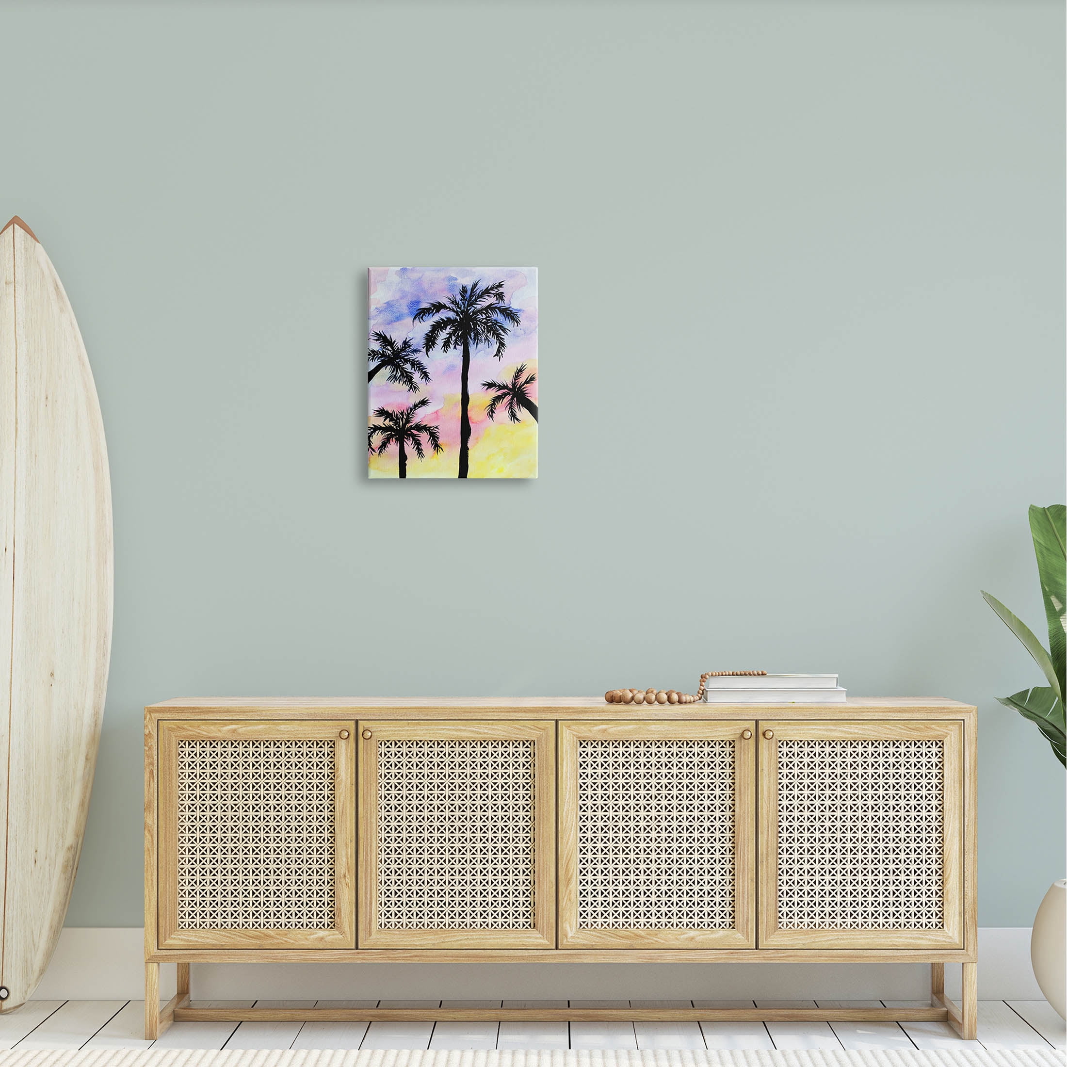 Palm Tree Silhouettes Sunset Sky Botanical & Floral Graphic Art Gallery Wrapped Canvas Print Wall Art