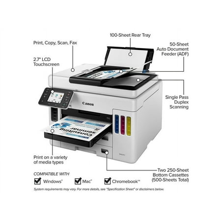 Canon - MAXIFY MegaTank GX7021 Wireless All-In-One Inkjet Printer with Fax - White