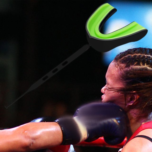 Bucal de Fútbol, Bucal con Correas, Bucal para Hockey, Boxeo, Adultos, Jóvenes, ños, , verde negro DYNWAVEMX Protector bucal