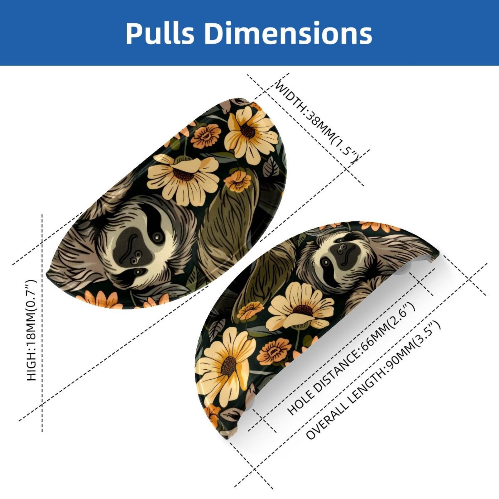 PhooArto 6 Pcs Cup Drawer Pulls, Sloths Flowers Pattern Shell Shape Handles Cabinet Knobs for Dresser Cupboard Closet Wardrobe with Screws
