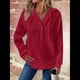 thumbnail image 4 of Sudadera Informal de Punto Gofre para Mujer 2025, Suéter de Cuello en V con Botones Extragrandes y Capucha con Cordón. Rojo Vino XXL, 4 of 7