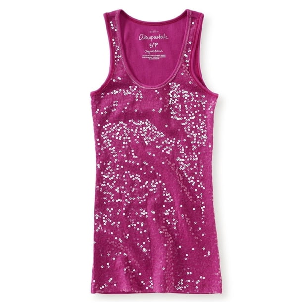 Camiseta sin mangas de lentejuelas Aeropostale para mujer, rosa, mediana Aeropostale Camiseta sin mangas