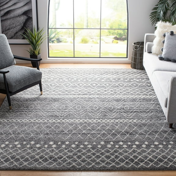 SAFAVIEH Madison Hannah Geometric Area Rug, Charcoal/Ivory, 6'7" x 6'7" Square