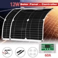 thumbnail image 3 of 2X Kit de Panel Solar de 12W Cargador de Batería de 60 Una Y 12 V con Controlador Caravana, 3 of 5