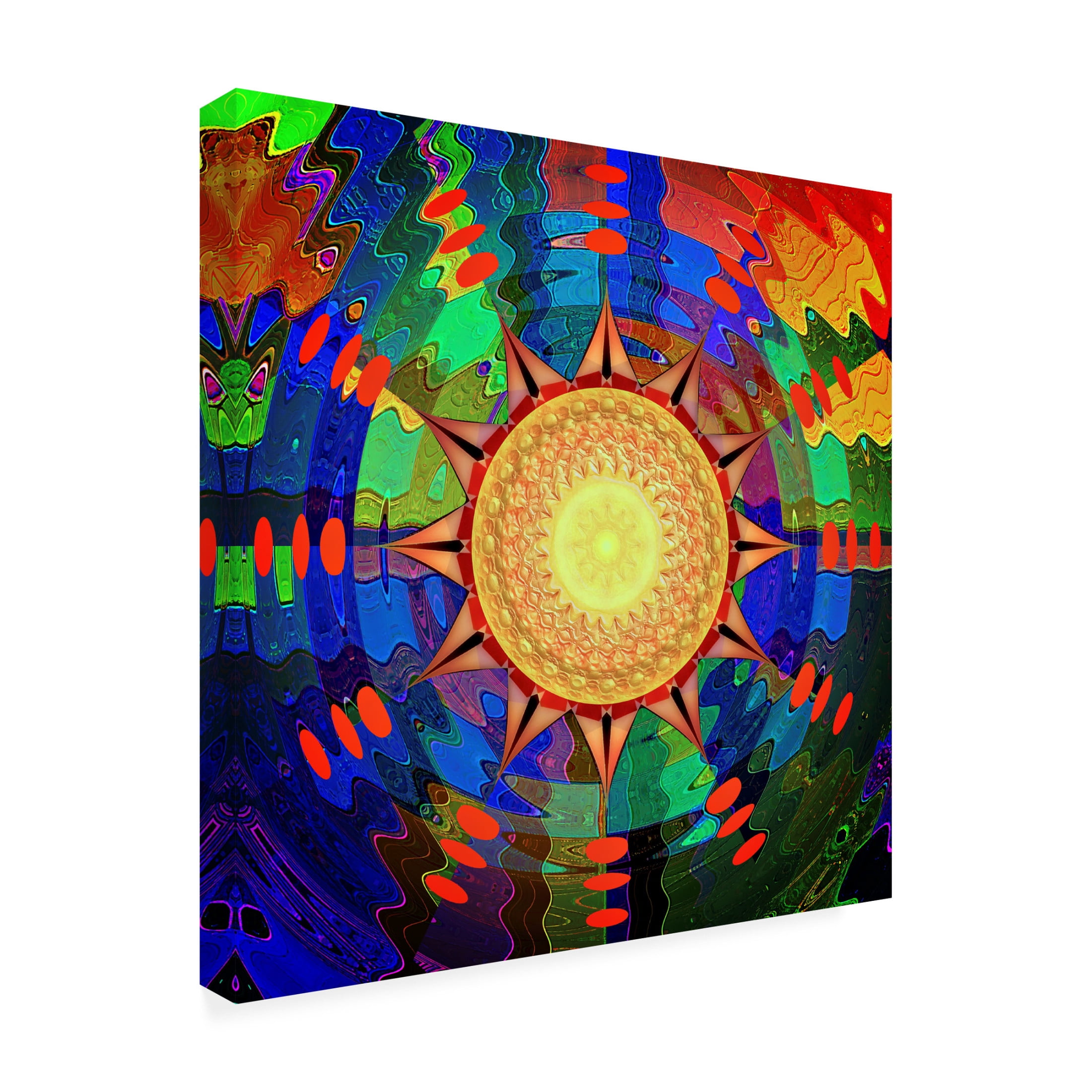 Canvas Wall Art - David Manlove 'Boho 4U Clock' Wall Art for Living Room, Bedroom, or Office Décor by Trademark Fine Art - 35 x 35 Inches