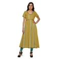 thumbnail image 1 of Moomaya Robes Imprimées à Fente avant pour Femmes Kurti à Manches Courtes Tenue d'Été, 1 of 6