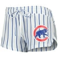 thumbnail image 4 of Women's Concepts Sport White Chicago Cubs Reel Pinstripe Tank Top & Shorts Sleep Set, 4 of 5