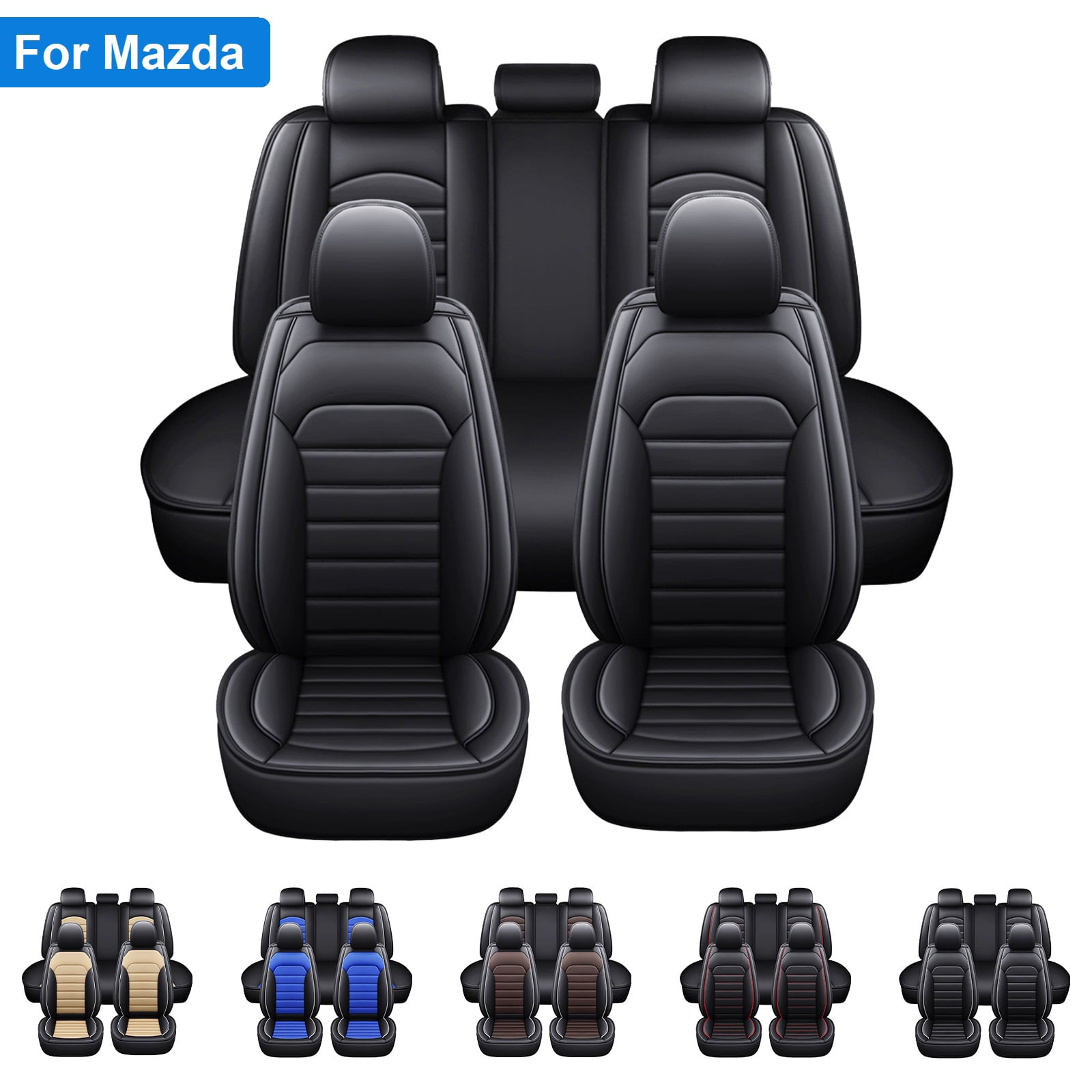 Axflong Car Seat Cover For Mazda CX-30 2020-2025, Durable Wear Resistant Waterproof Vehicle Cushion Cover, Breathable No Odor Premium Leather Vehicle Seat Covers.(Standard,Black White