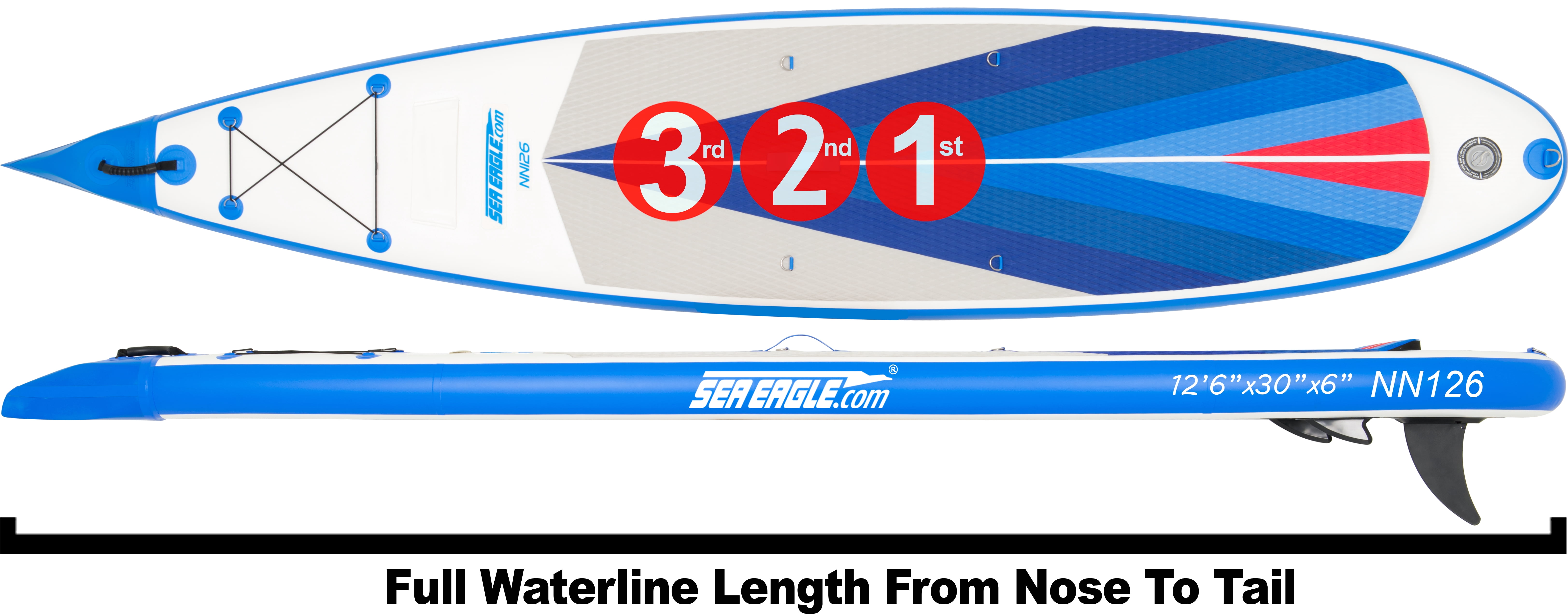 Sea Eagle NeedleNose 12’6” Inflatable Lightweight High Pressure Drop Stitch Stand Up Paddle Board SUP w/ Patented Wave Piercing Bow, SUP Paddle, Pump, Slide in Skeg & Backpack- Electric Pump Package