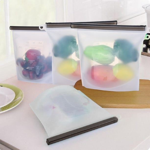 Silicone Food Bag Leakproof Vacuum Sealed Bag Gray 4pcs