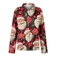 thumbnail image 6 of WTOBBY Women's Christmas Print Casual Half Open Collar Long Sleeve Shirt, Holiday Themed Blouse for Seasonal Outfits and Christmas Parties,Hot Pink XL, 6 of 6