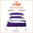 thumbnail image 4 of SGI Bedding 3 Piece Reversible Cotton Duvet Cover Purple Solid 600TC Oversized King, 4 of 8