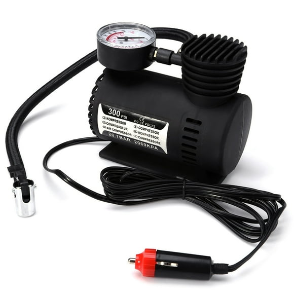 KAKOWELY Air Compressor DC 12V 300 PSI Electric Pump Air Compressor Tyre Inflator for Car Motorcycle (Black)5"X4.8"X2.8"
