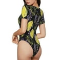 thumbnail image 3 of Balery Lavender Flowers Women's Short Sleevee Crew Neck Bodysuit Tops Short Sleeve Tops Basic-Large, 3 of 9