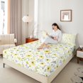 thumbnail image 3 of Manfei Cottagecore Blossom Bed Sheets 4-Piece,Vintage Flowers Leaves Full Size Sheets,1 Flat Sheet,1 Fitted Sheet and 2 Pillowcases, 3 of 6