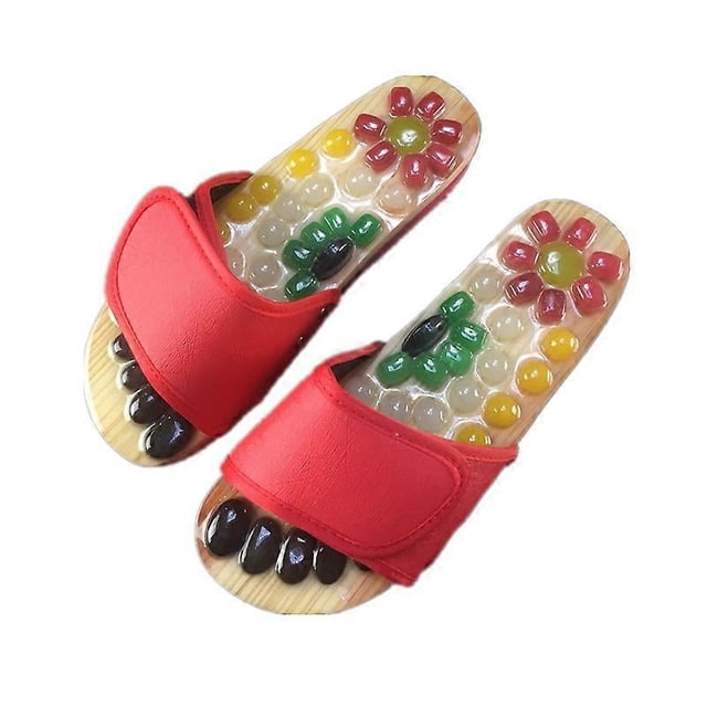 Zapatillas de masaje KAIYANG con piedras de adoquín natural para relajación 41 Rojo