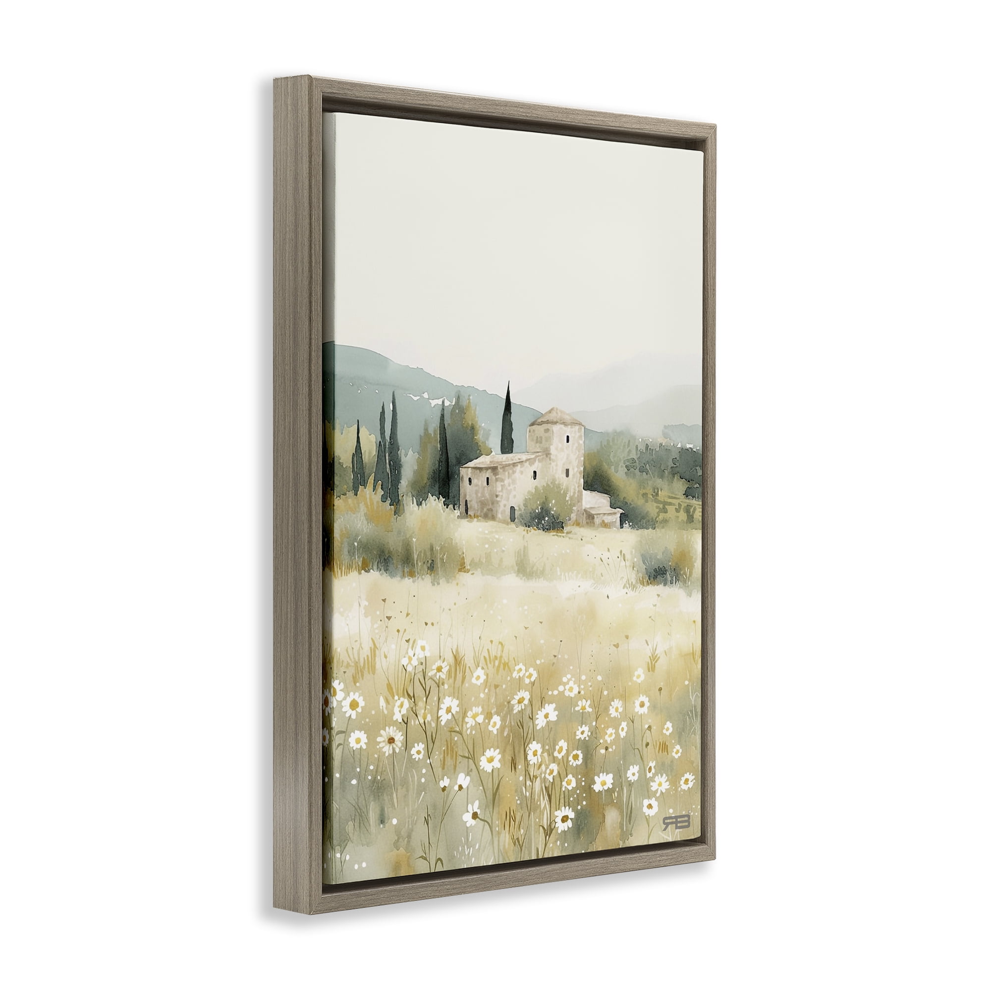 Stupell Industries Nu Horizon Countryside Landscape Painting Brown Floater Framed Canvas Art Print Wall Art, 21 x 31