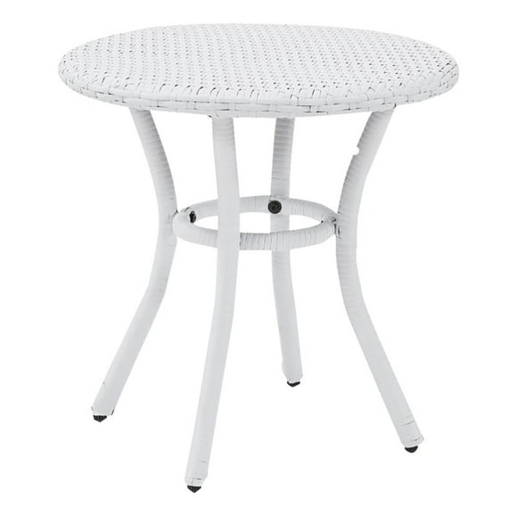 Crosley Palm Harbor 20" Round Wicker Patio End Table in White