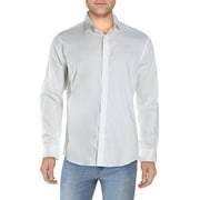 Bar III Mens Slim Fit Long Sleeves Button-Down Shirt White L