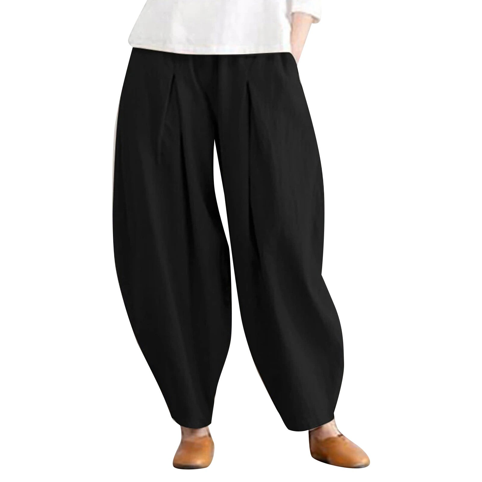 PMUYBHF yoga pants plus size for women loose Women's Cotton Linen Harem