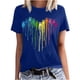 thumbnail image 1 of Camisetas de Manga Corta para las Mujeres Impresas Cuello Redondo Casual Camiseta, 95% Poliéster 5% Spandex Vintage Ligero Top para Diario, Fiesta Y Primavera, 1 of 5