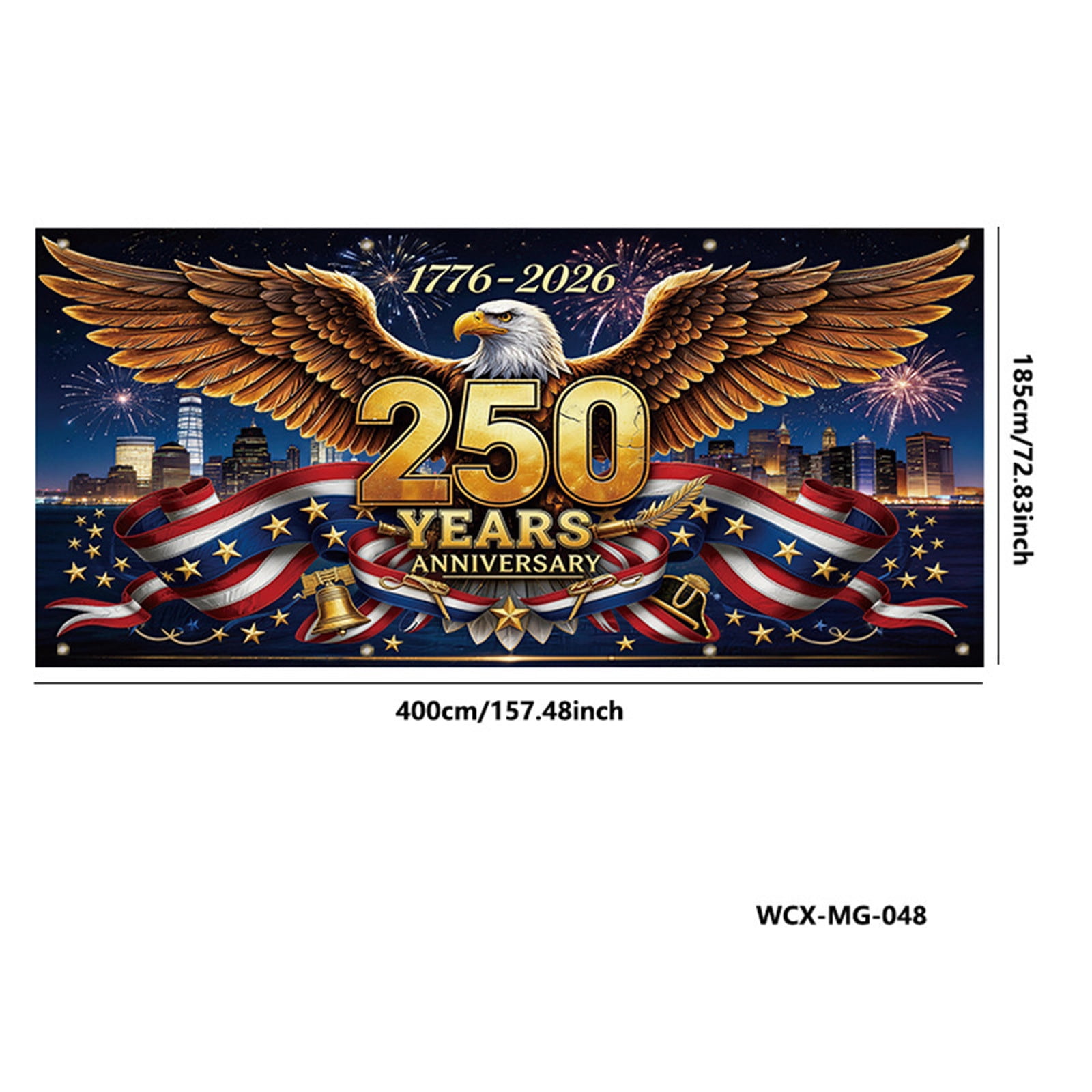 157.4X72.8 In 250Th Usa Anniversary Patriotic Garage Door Cover Bird Flag 4Th Of July Decor