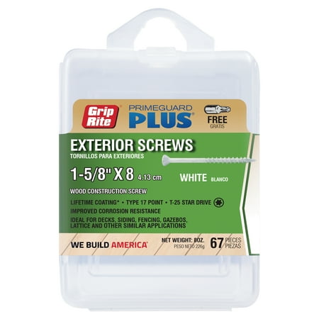 Grip-Rite PrimeGuard Plus #8 x 1-5/8 in. White Wood to Wood Deck Screw 67CT