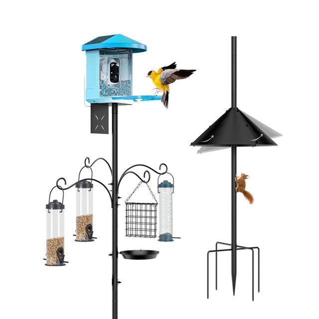 Poste para Comedero de Aves de 92 Pulgadas, Soporte Resistente con Protector para Ardillas, (Casita No Incluida)
