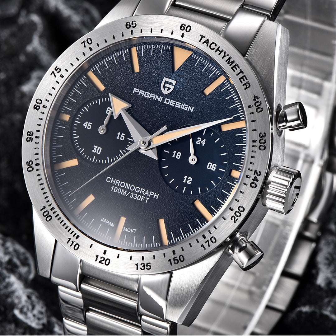 PAGANI DESIGN Men's Chronograph Quartz Watches 40mm Stainless Steel Waterproof Sports Business Wrist Watch for Men