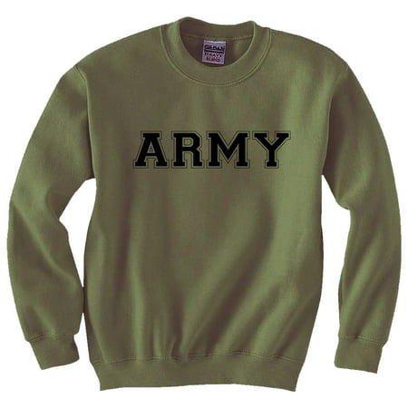Army Crewneck Sweatshirt - Athletic ARMY crewneck Sweatshirt in Military Green