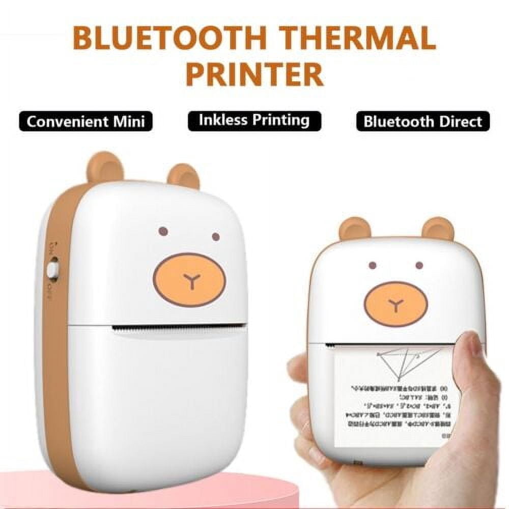 Portable Printer Mini Pocket Bluetooth Inkless Thermal Printer 1Rolls Paper