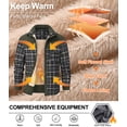 thumbnail image 3 of Xidunhg Men's Long Sleeve Sherpa Lined Shirt Jacket Flannel Plaid Fleece Coats, 3 of 12