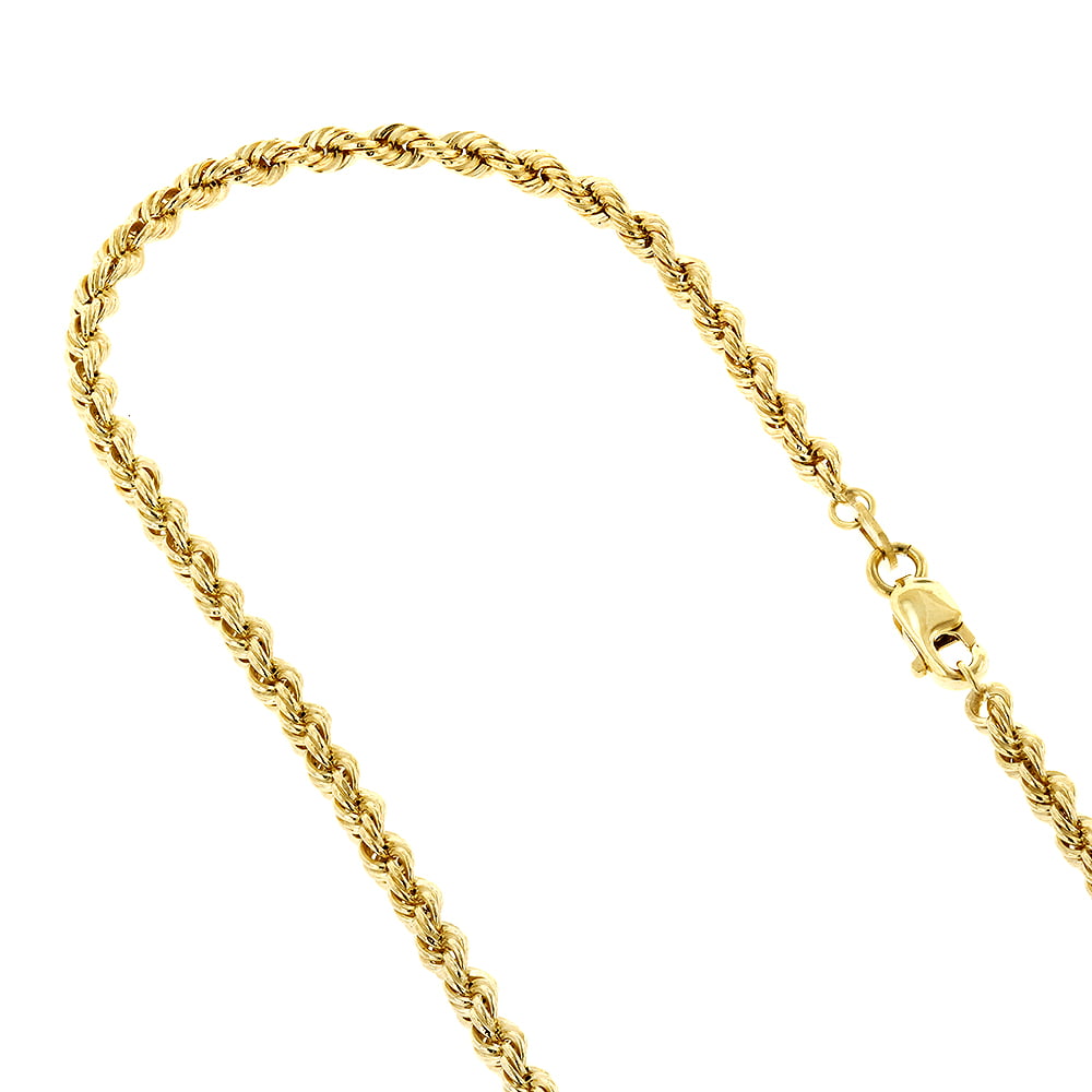 IcedTime - 10K Yellow Gold 2.7mm Wide Hollow Rope Chain Necklace with ...
