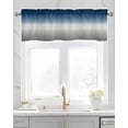 thumbnail image 2 of Blue Grey Linen Curtain Valance for Bedroom/Bathroom/Kitchen/Office/Living/Dining Room Window,Greyish Gradient Geometric Abstract Ombre Pocket Topper Drapes Decorative Cafe Drapery Panel 60"x18", 2 of 6