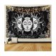 thumbnail image 2 of Tapiz de pared con mandala de luna y sol blanco y negro, tapiz Celes, 2 of 2