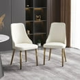 thumbnail image 3 of LovingAHome Upholstered Dining Chairs Set of 4, 36.6" Modern Accent Dining Chair with Gold Metal Leg,Faux Leather Dining Chairs for Dining Room/Restaurant/Living Room(Beige), 3 of 7