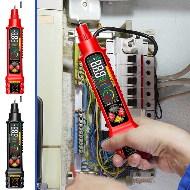 Pluma de medición de potencia inteligente | Probador de voltaje multifunción Detección de CA/CC - Comprobación de conducción y enchufe | Pantalla colorida antideslumbrante | Linterna LED | ABS Metal