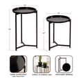 thumbnail image 6 of Kate and Laurel Aguilar Modern Round Plant Stand Set, Set of 2, Black, Transitional Two-Piece Accent Table Set for Use as Indoor or Outdoor Plant Risers, 6 of 10