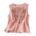 thumbnail image 3 of Women's Linen Sleeveless Tank Tops 2026 Summer Casual Boho Embroidered Loose Lightweight Blouses by Yigetop Pink L, 3 of 7