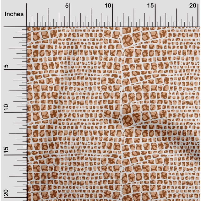 oneOone Polyester Lycra Rust Brown Fabric Crocodile Animal Skin Craft Projects Decor Fabric Printed By The Yard 56 Inch Wide